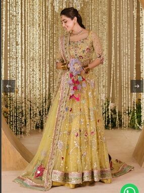 Tabya Jhil-Mil Yellow and Pink embroidered lehenga with dupatta